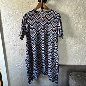 Multi-color Chevron Print Midi Dress
